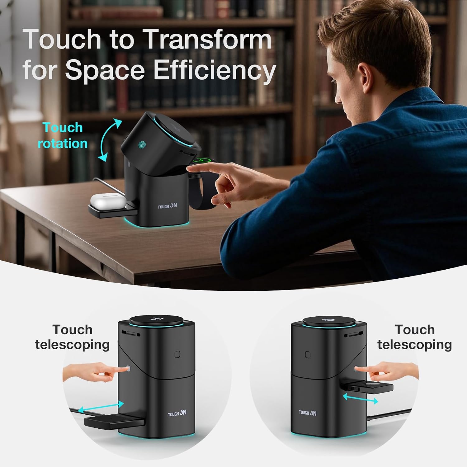 3 in 1 Wireless Charging Station for iPhone, Apple Watch & AirPods