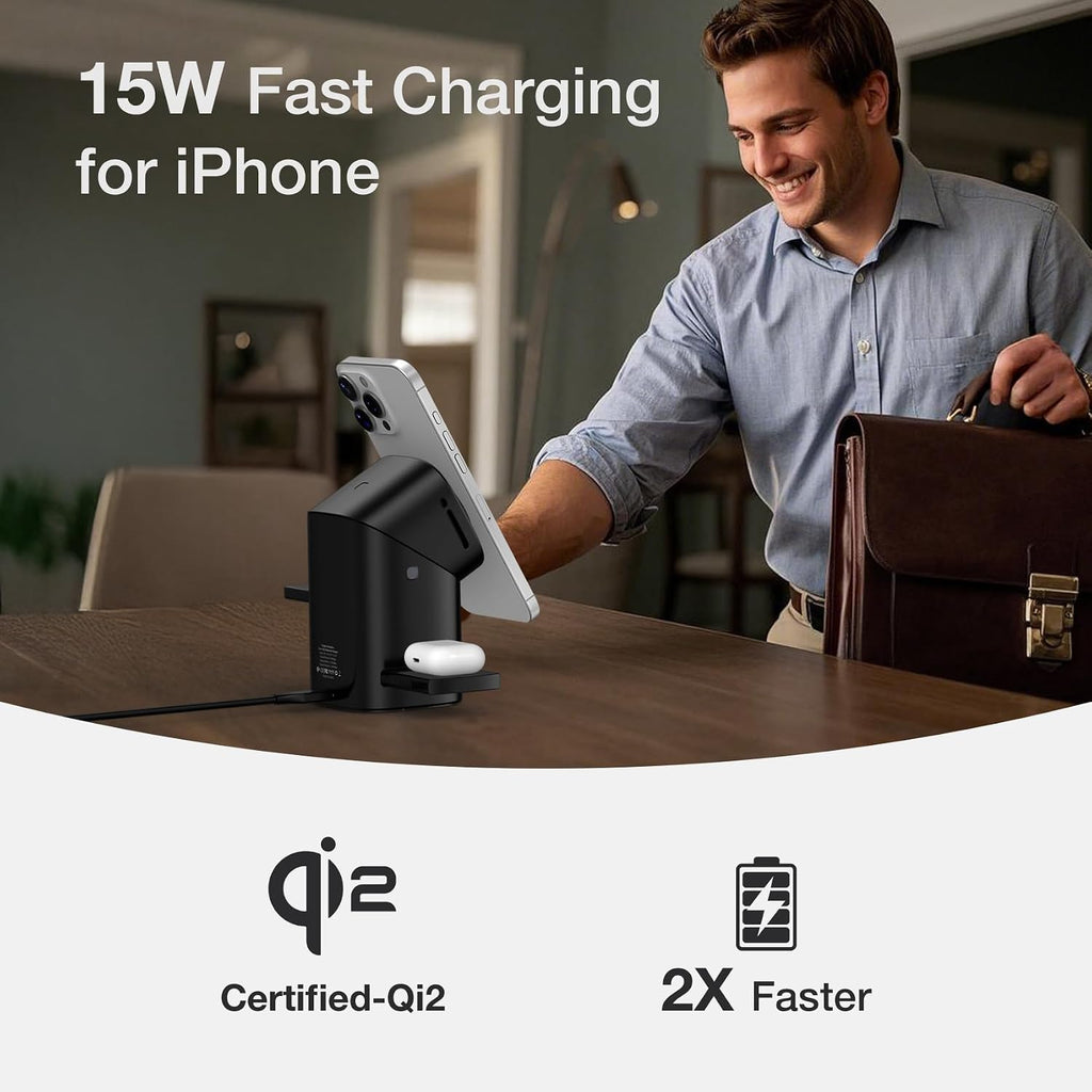 3 in 1 Wireless Charging Station for iPhone, Apple Watch & AirPods